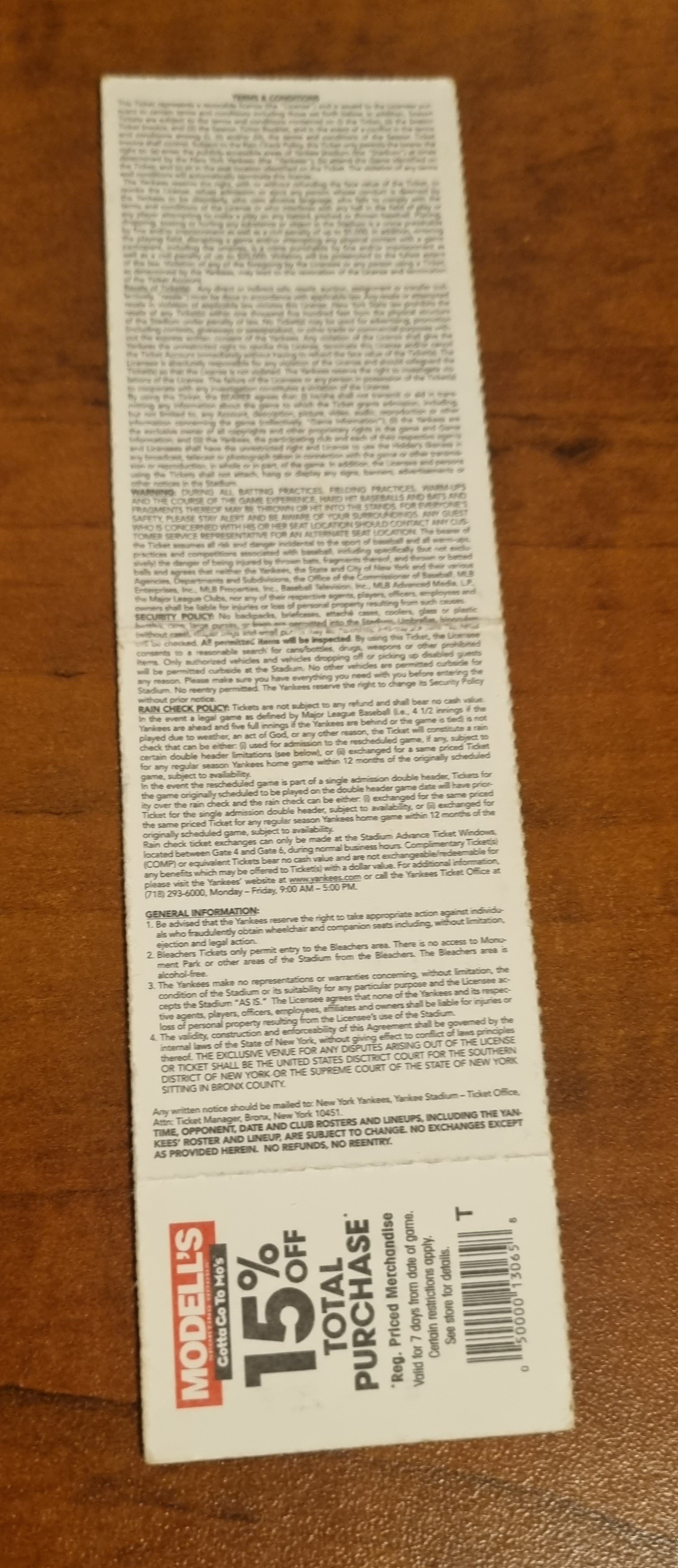 Yankess FINAL season at Yankee Stadium 8th last game ticket stub - photo 2