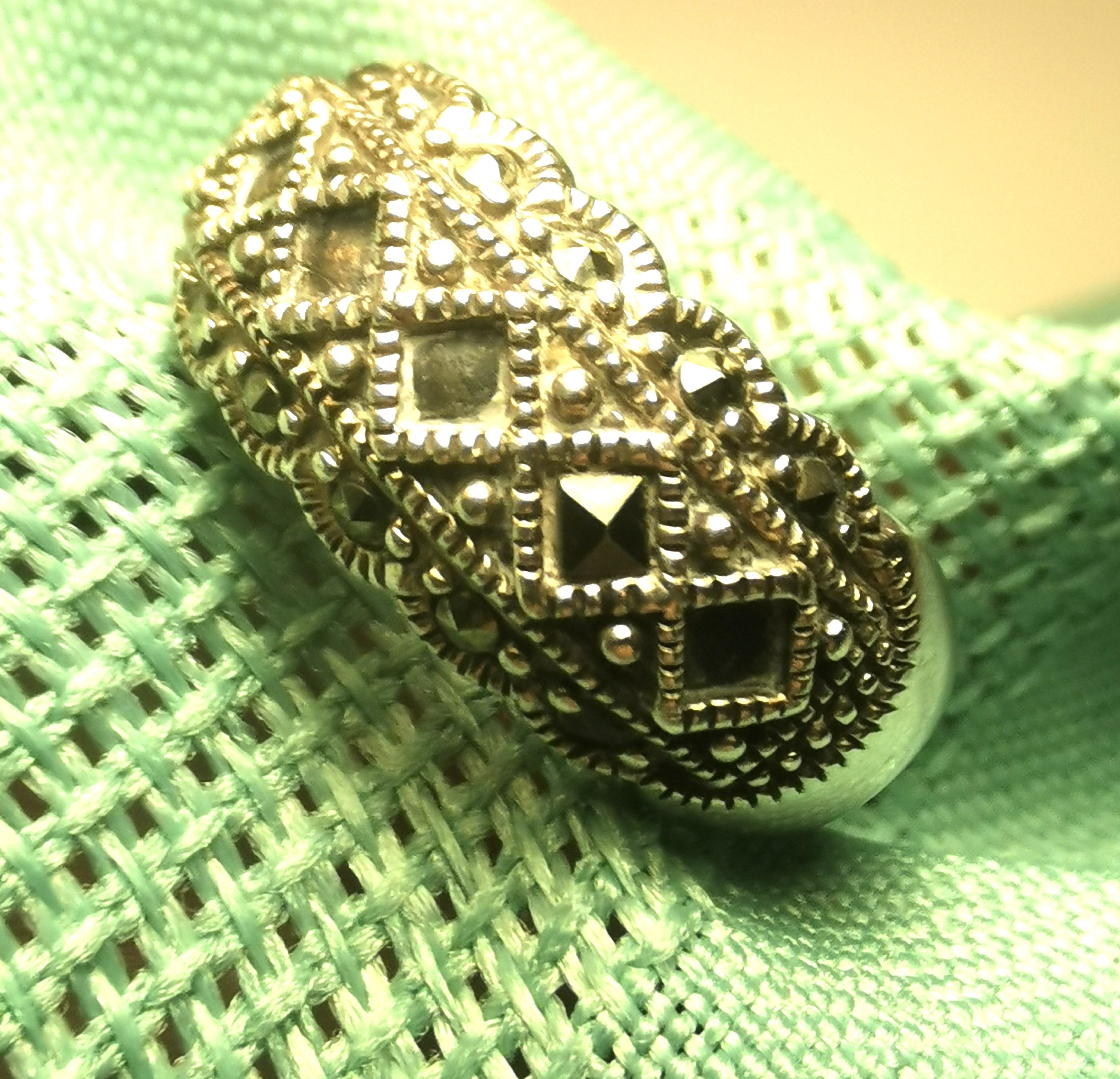 Thailand Sterling Silver Marcasite Lattice Ring 925 Size 6.5 - photo 4