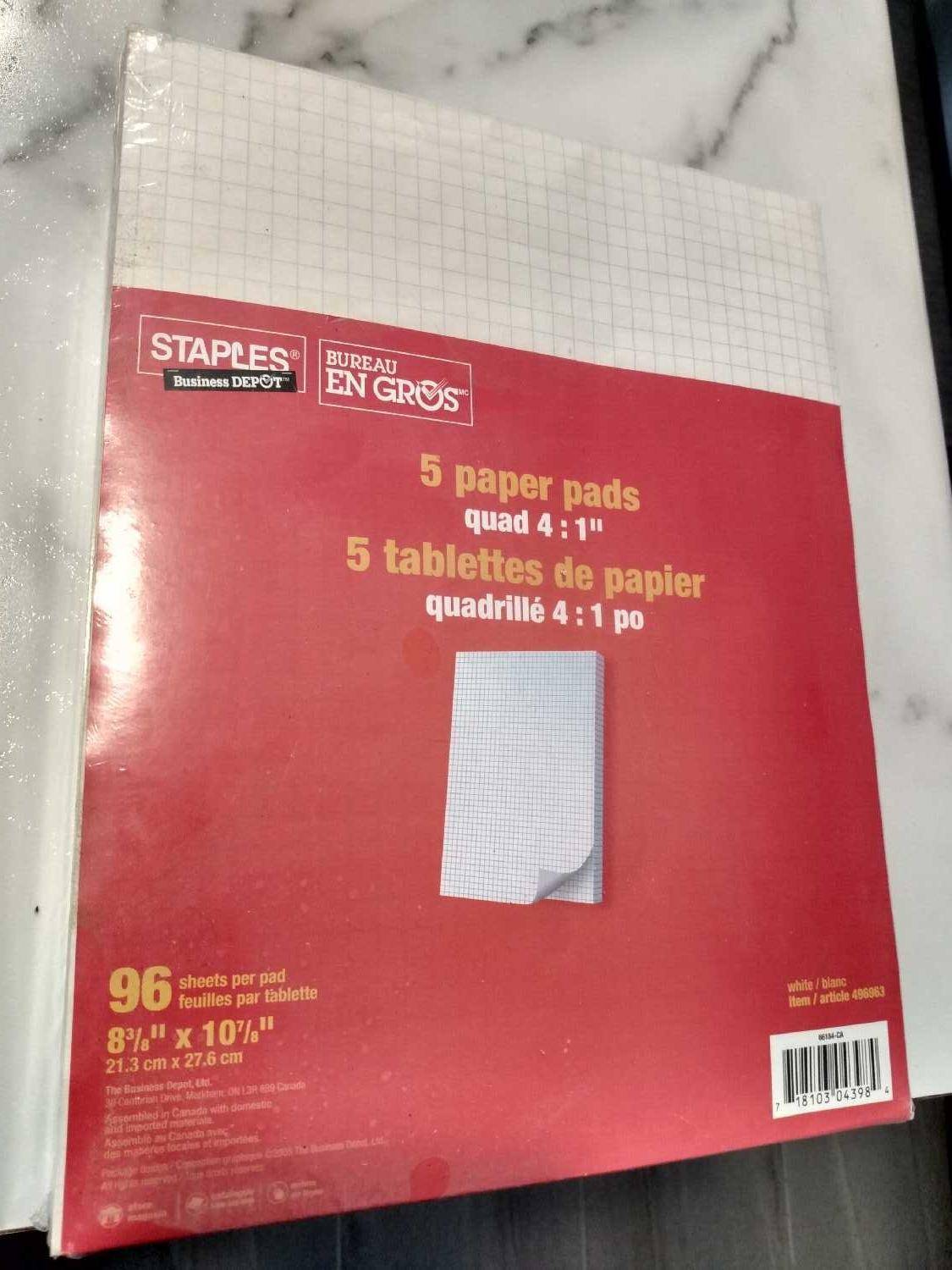 8-3/8" x 10-7/8" White Quad Ruled Writing Pads - 96 ct - photo 2