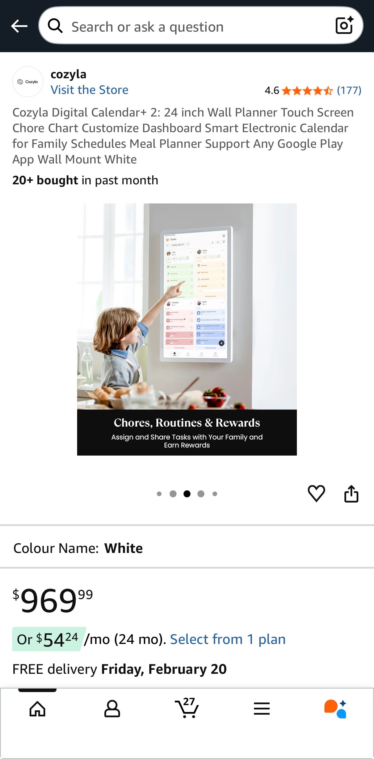 Digital Smart Calendar+2: Wall Planner/Touch Chores Chart 24inch