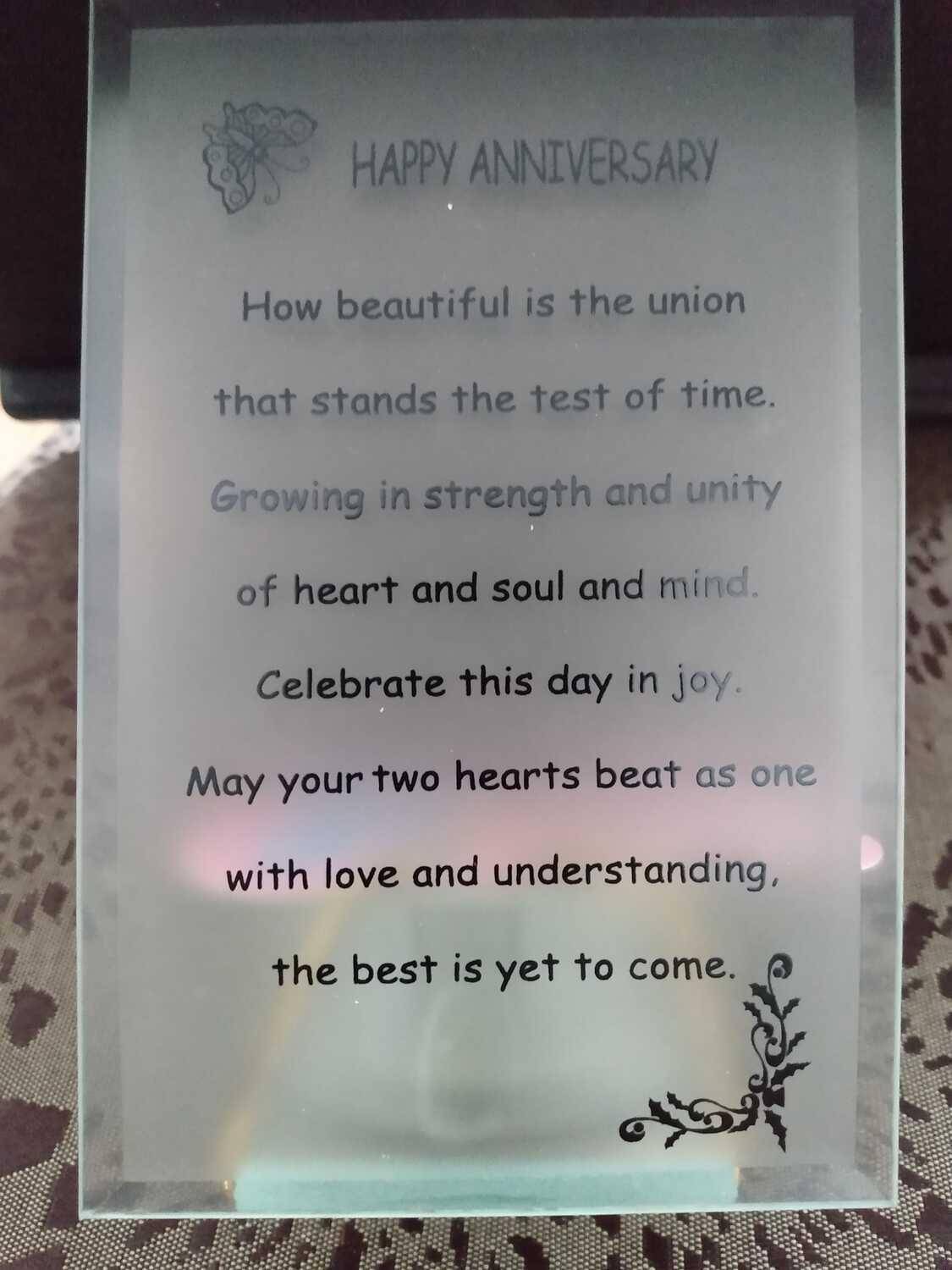 Happy Anniversary Glass Candle Holder