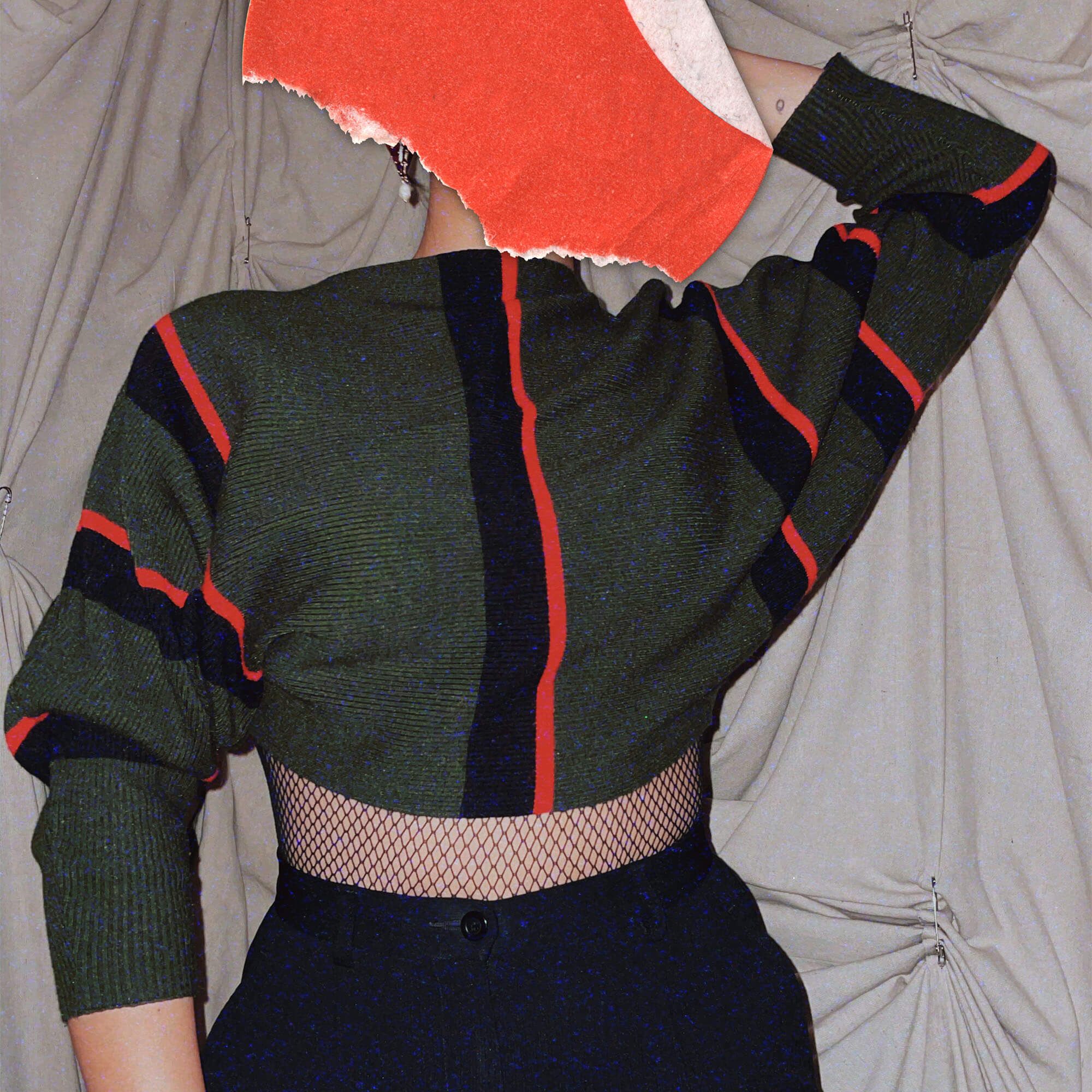 green red stripe crop top 3/4 sleeve sweater