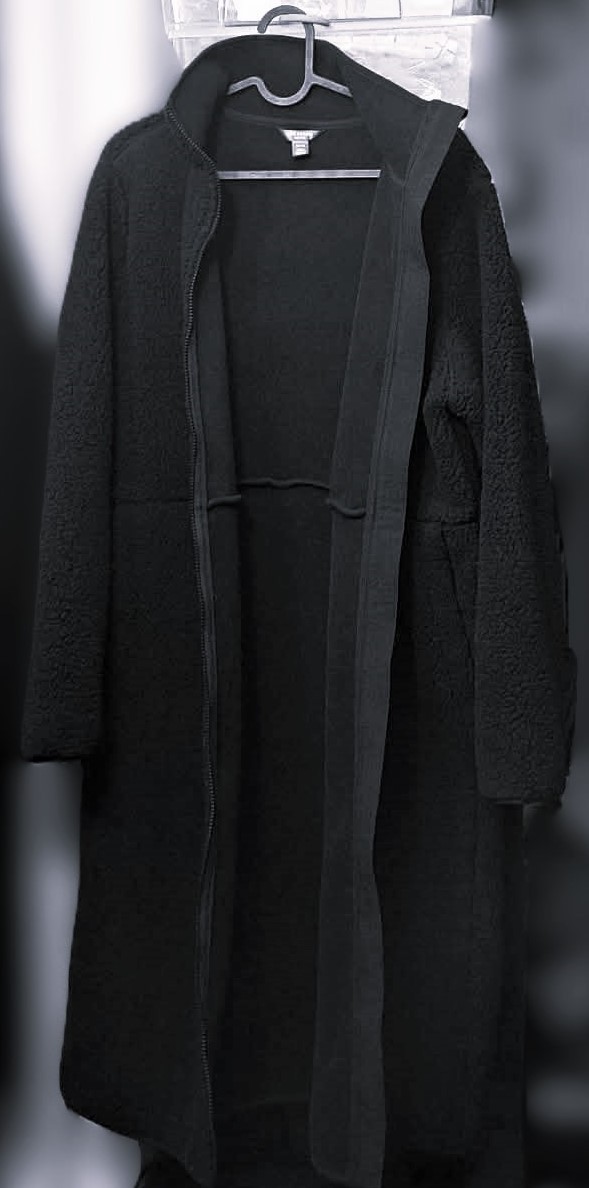 Women’s Longline "Teddy" Fleece Coat Black Size M Like New🥕