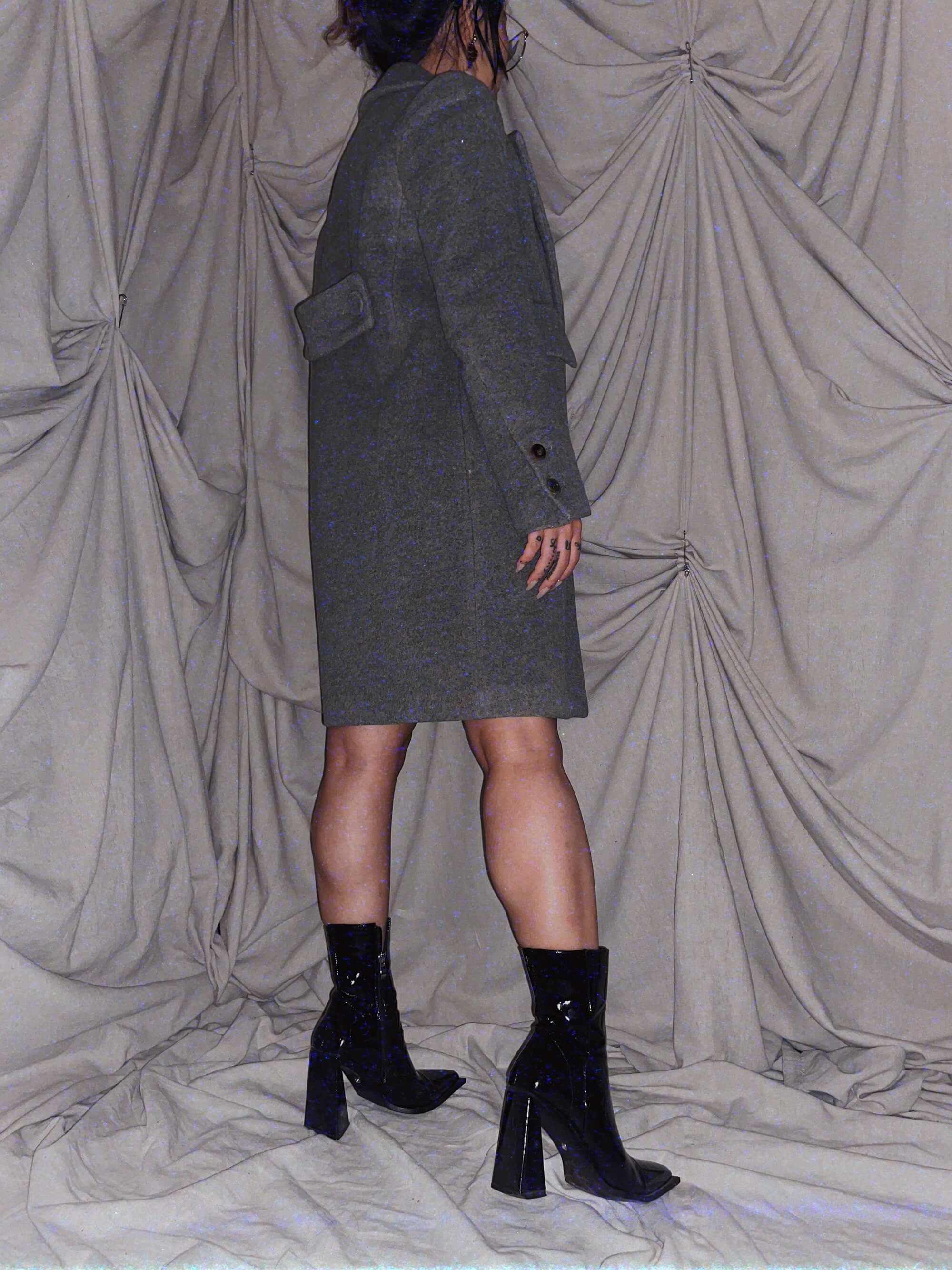 grey midi wool coat - outwear jacket - photo 5