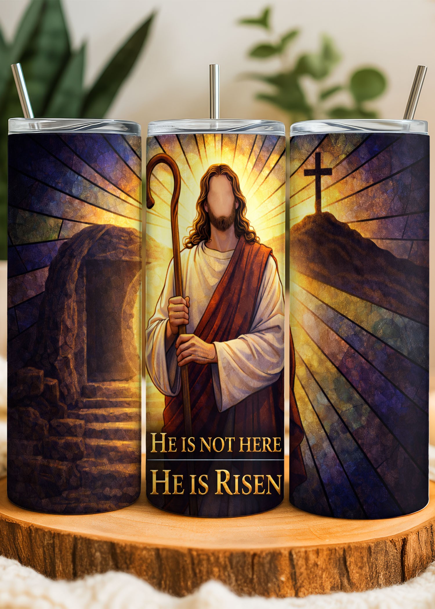 Religious Tumbler with Straw