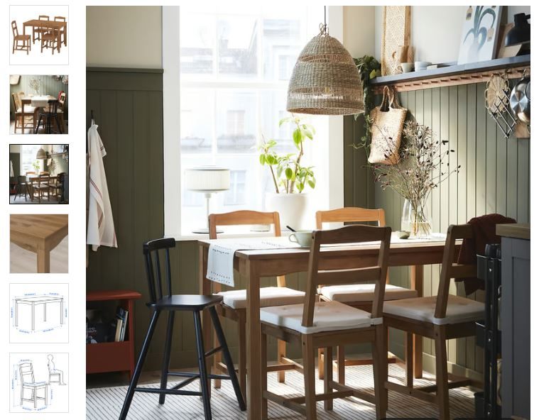 IKEA HÄGERNÄS Dining Table + 4 Chairs – Solid Wood