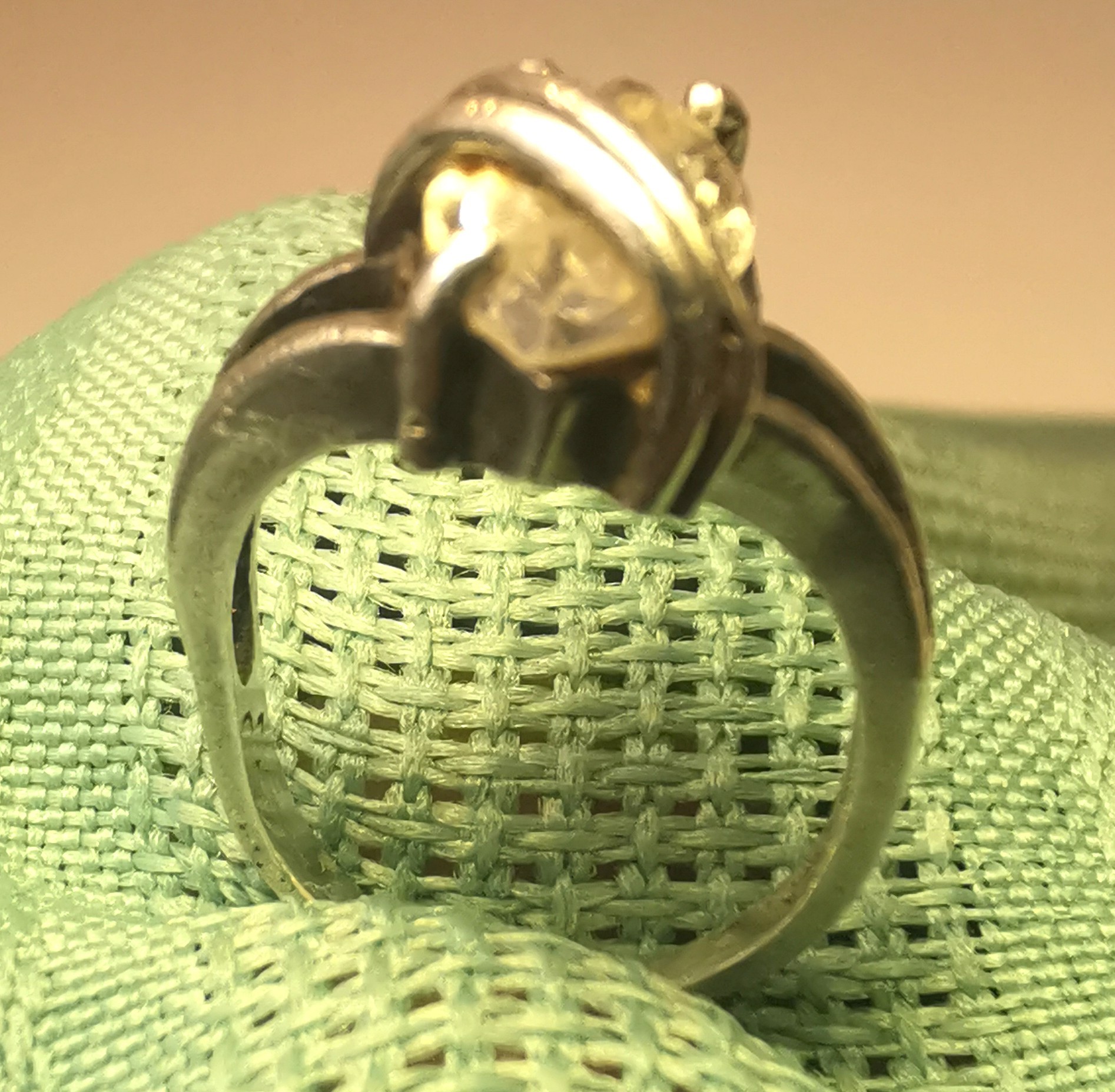 925 Sterling Silver Herkimer Quartz Bypass Ring Size 2 1990s - photo 3
