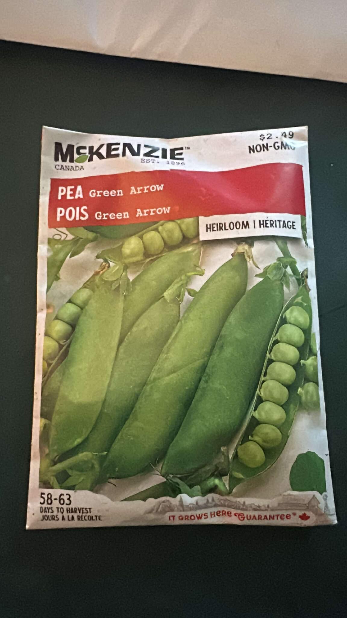 1 Packs McKenzie Green Arrow Pea Seeds