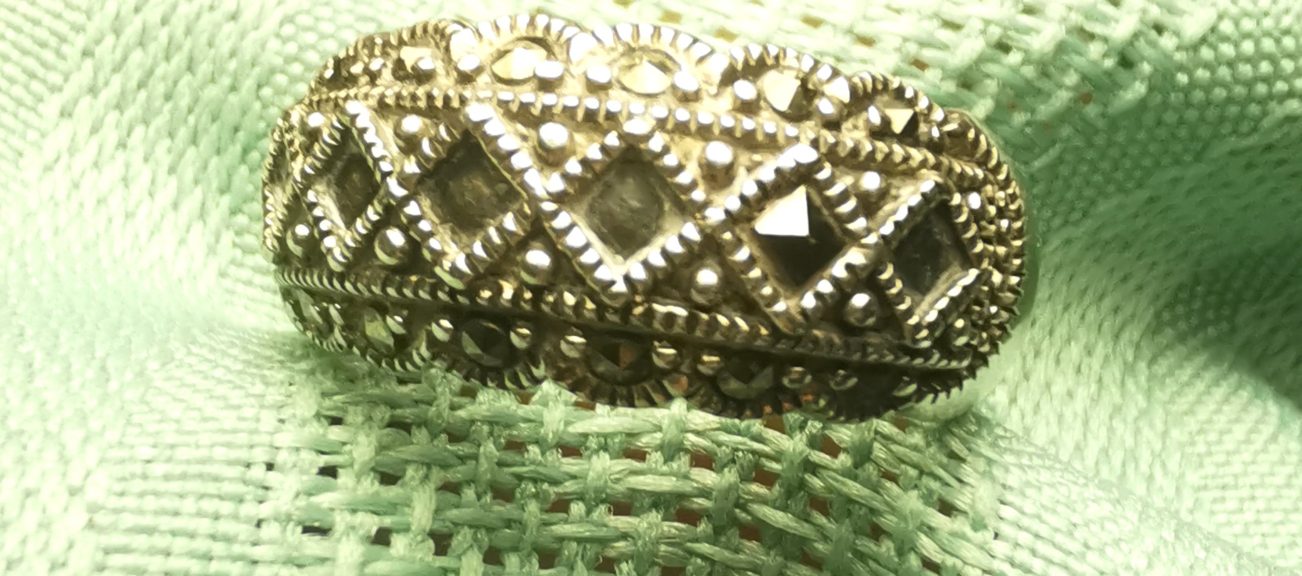 Thailand Sterling Silver Marcasite Lattice Ring 925 Size 6.5 - photo 5