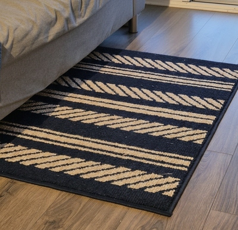 Navy Blue Patterned Rug