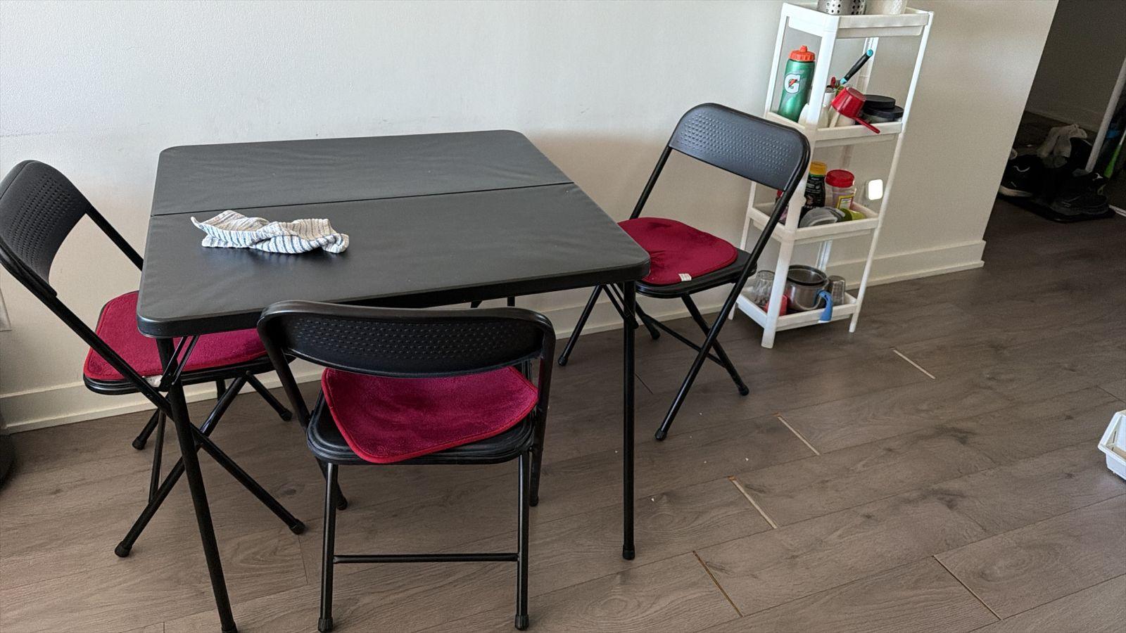 Folding Table & 3 Chairs with Cushions– Moving Out Sale! - photo 2