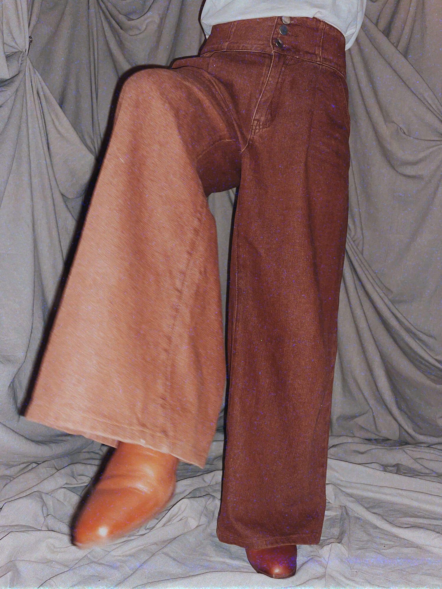 retro brown wide leg jeans denim pants - photo 3