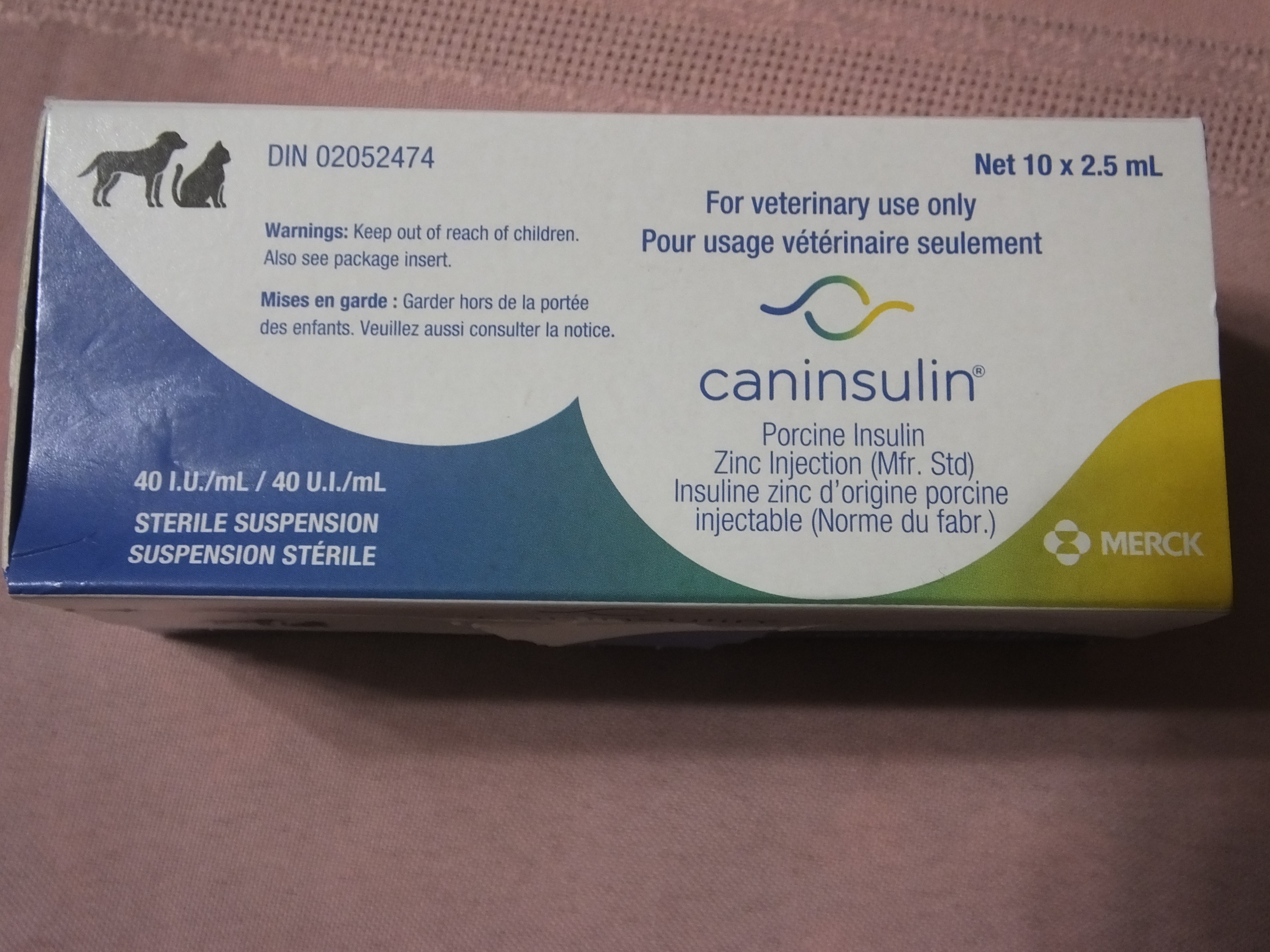 Caninsulin for Dogs & Cats + 12 U-40 insulin syringe (Brand New)