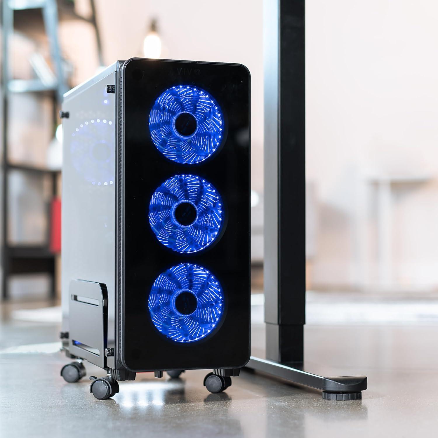 VIVO Black Rolling Computer Tower Cart - photo 3