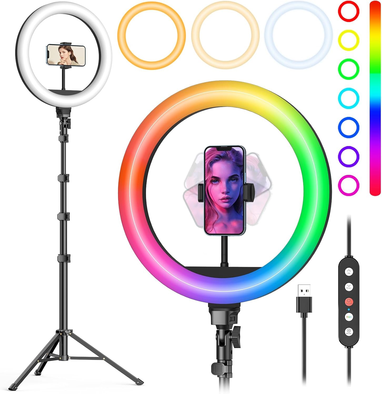 12'' Ring Light with full size tripod, Selfie LED Ring Light