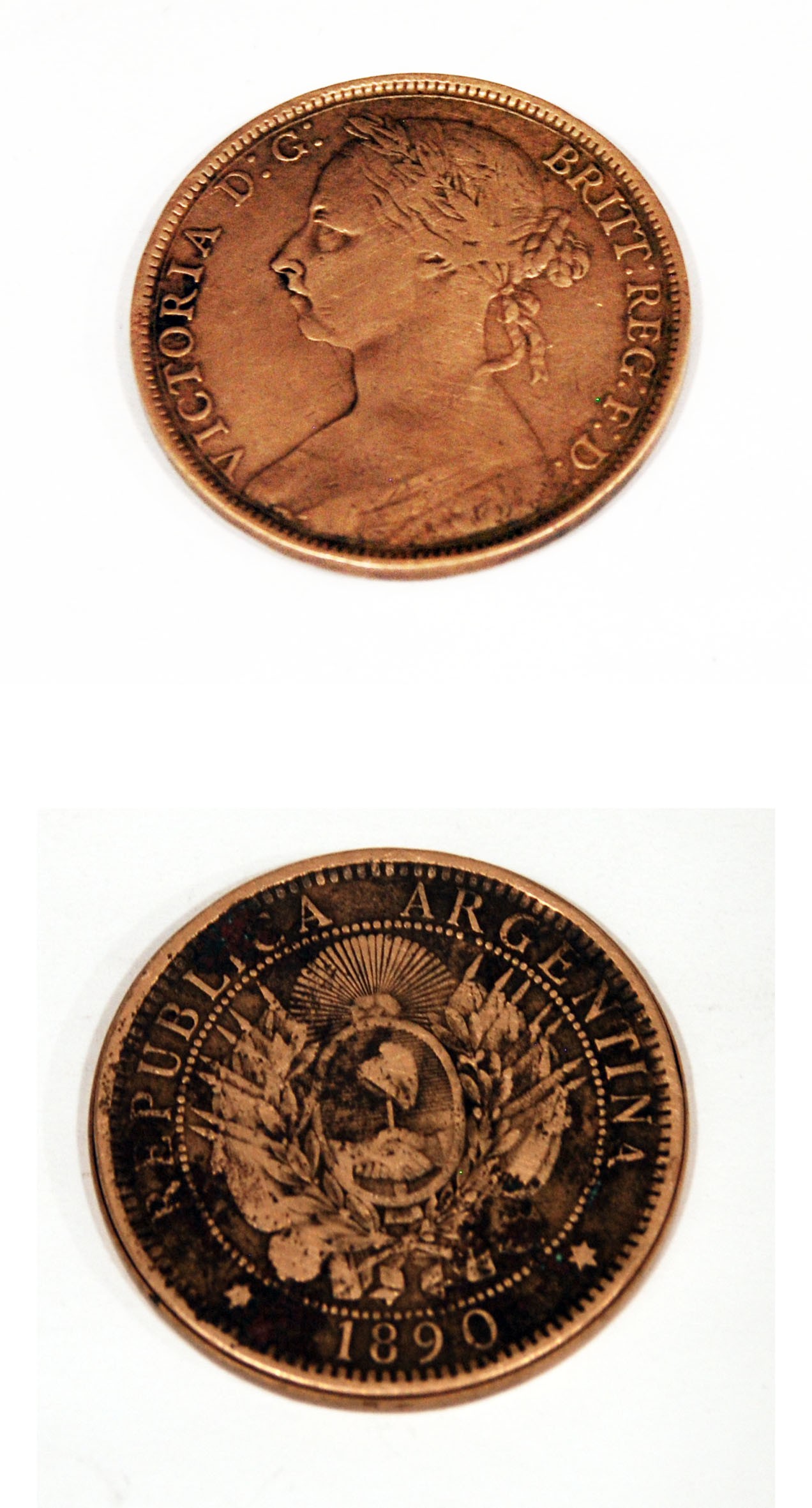 UK Argentina Coin 1890 very strange coin England