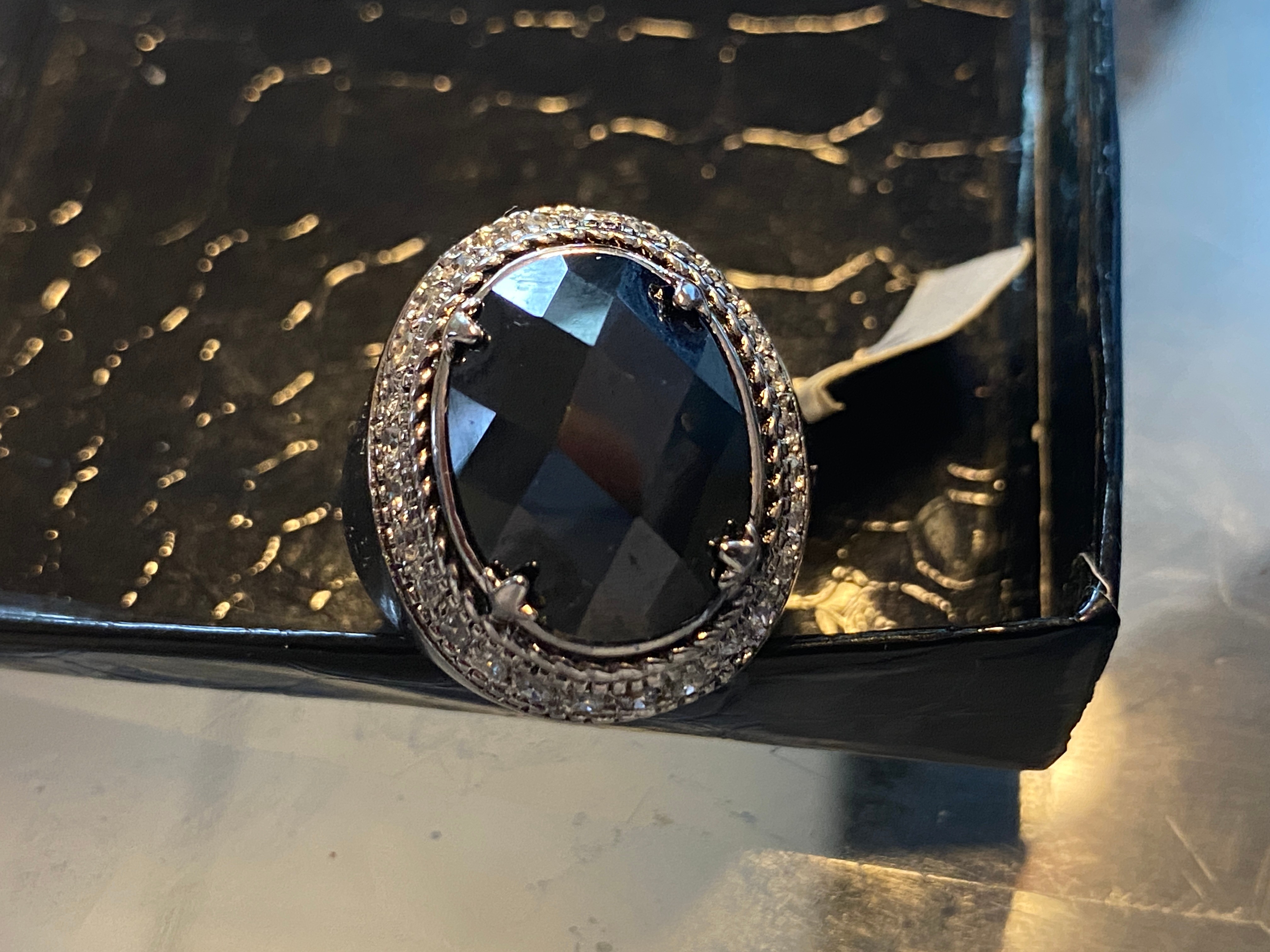 Size 8 Black Onyx w/ CZ Ring