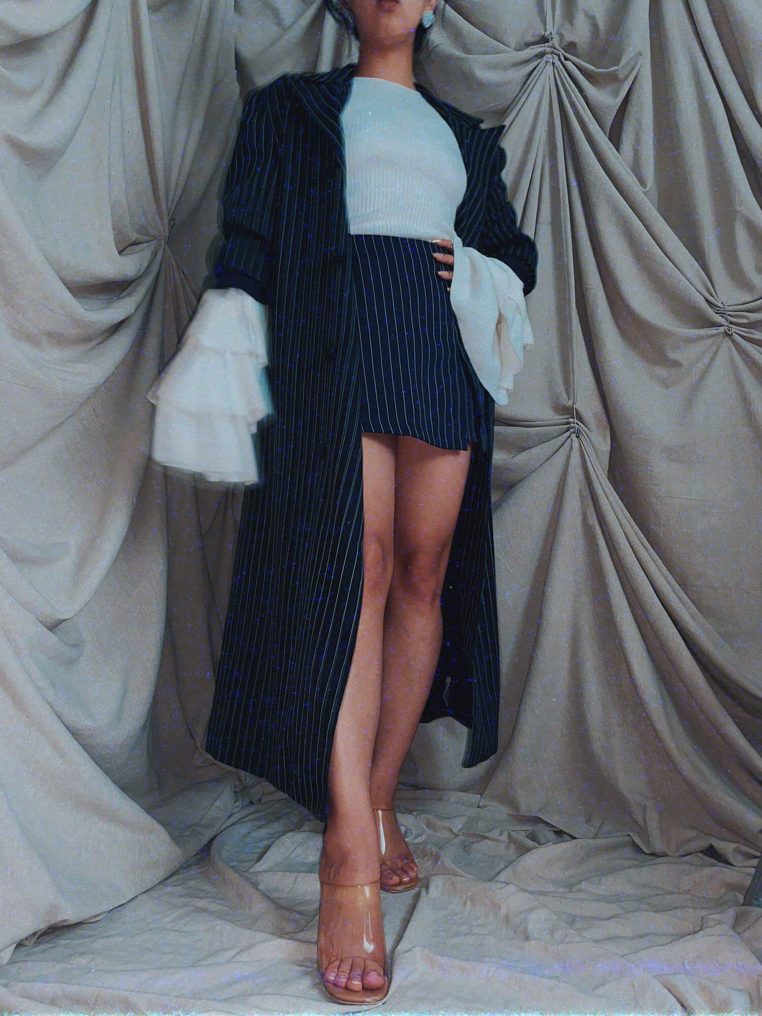 navy pinstripe mini skort (shorts skirts) - photo 2