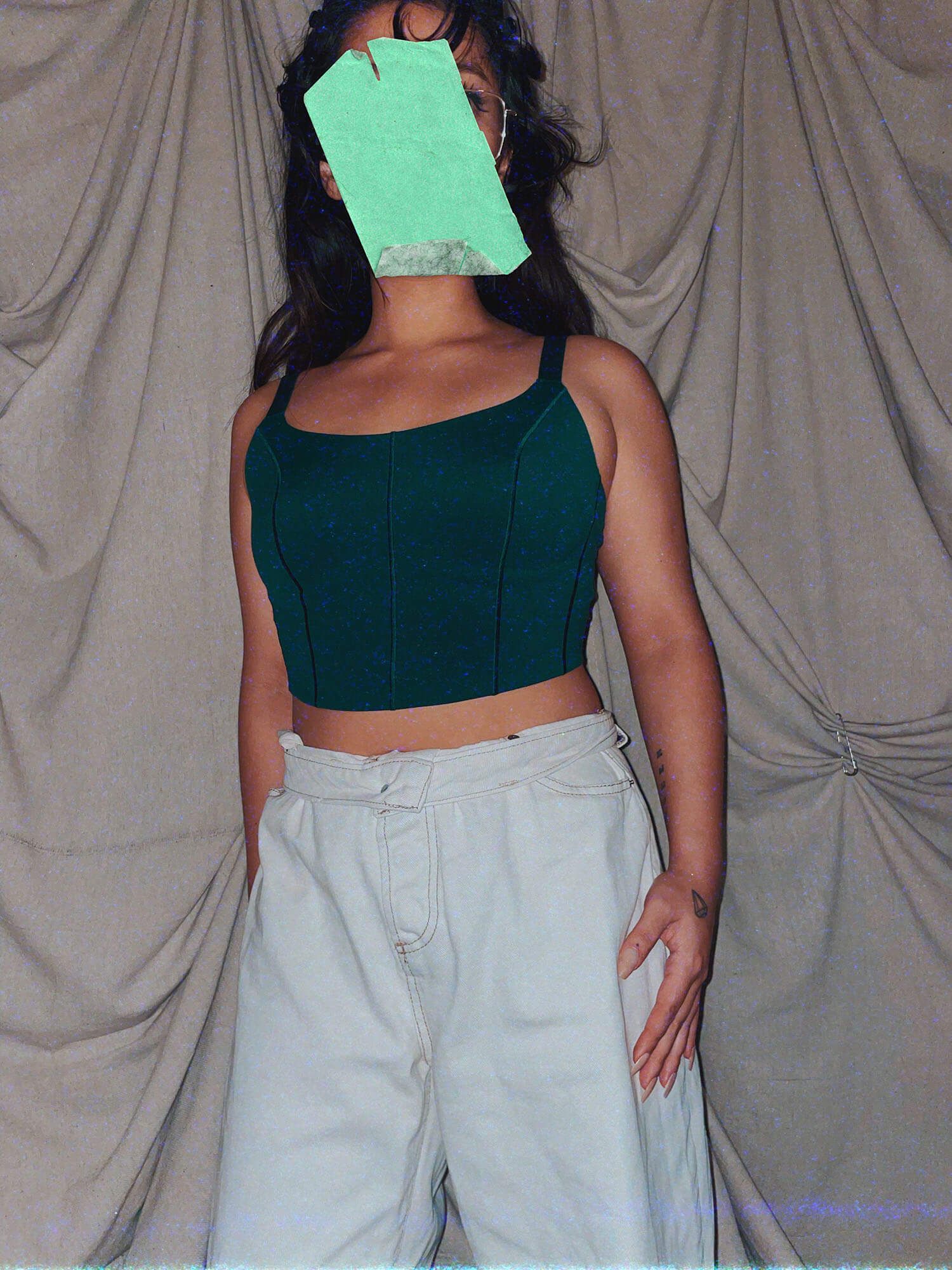 green thick strap soft crop top shirt - photo 2