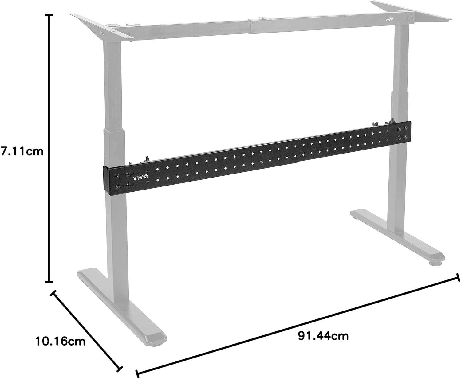 VIVO Black Universal Steel Clamp-on Desk Stabilizer Bar, - photo 4
