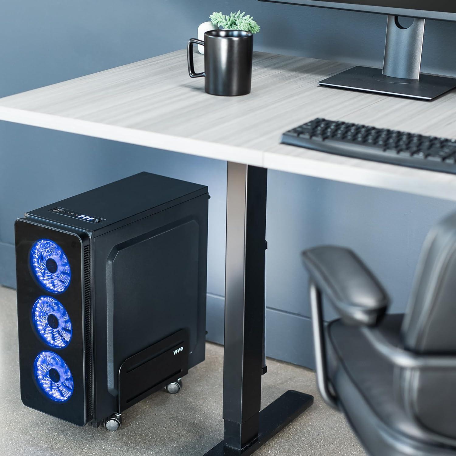 VIVO Black Rolling Computer Tower Cart