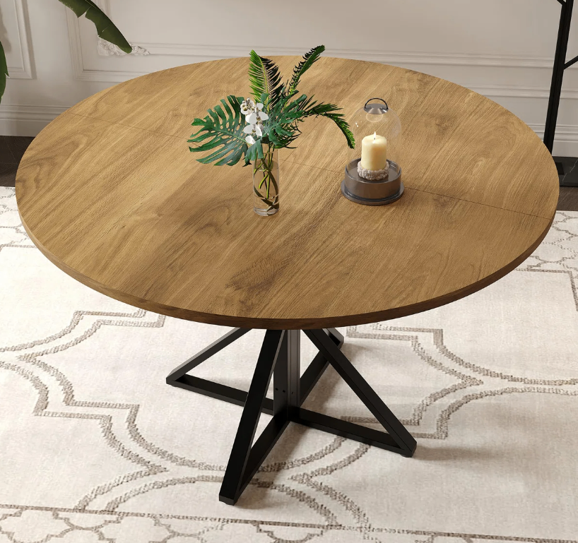 Round Dining Table - Wood & Black (New in box)