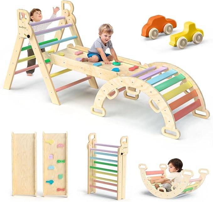 BlueWood Pikler Triangle Set 7in1 Foldable Baby Climbing Wooden - photo 3