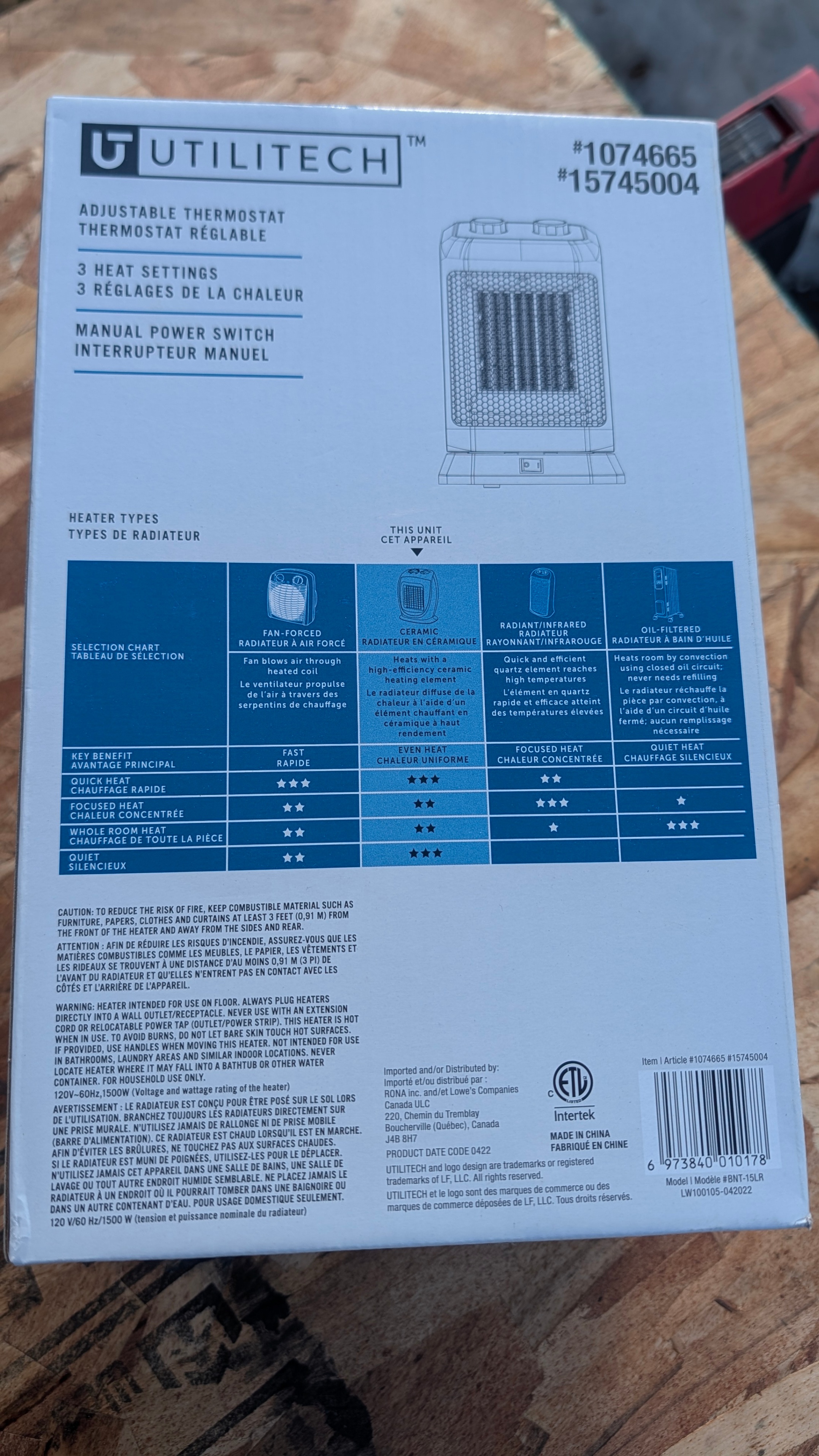 Utilitech Oscillating Ceramic Heater - photo 3