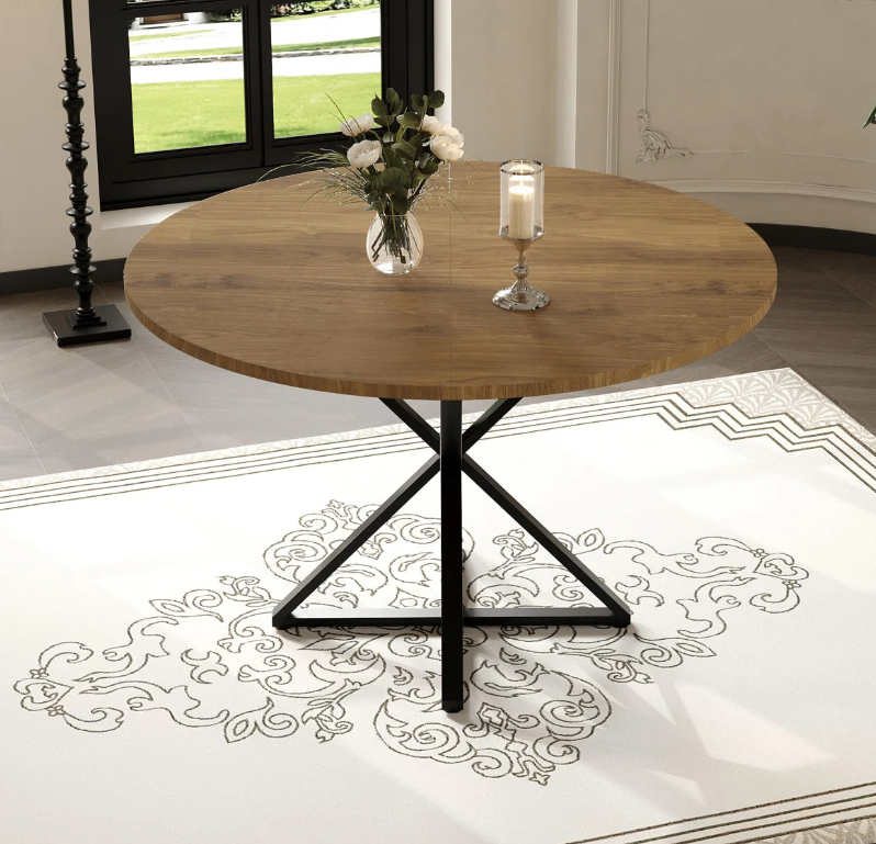 Round Dining Table - Wood & Black (New in box) - photo 4