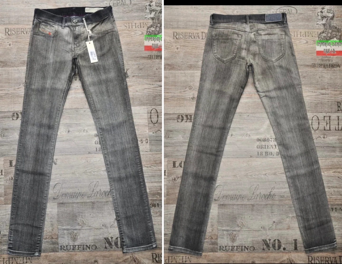 🏆 27 Diesel Skinny Jeans Gray Distressed Stretch Tall Low Waist - photo 4
