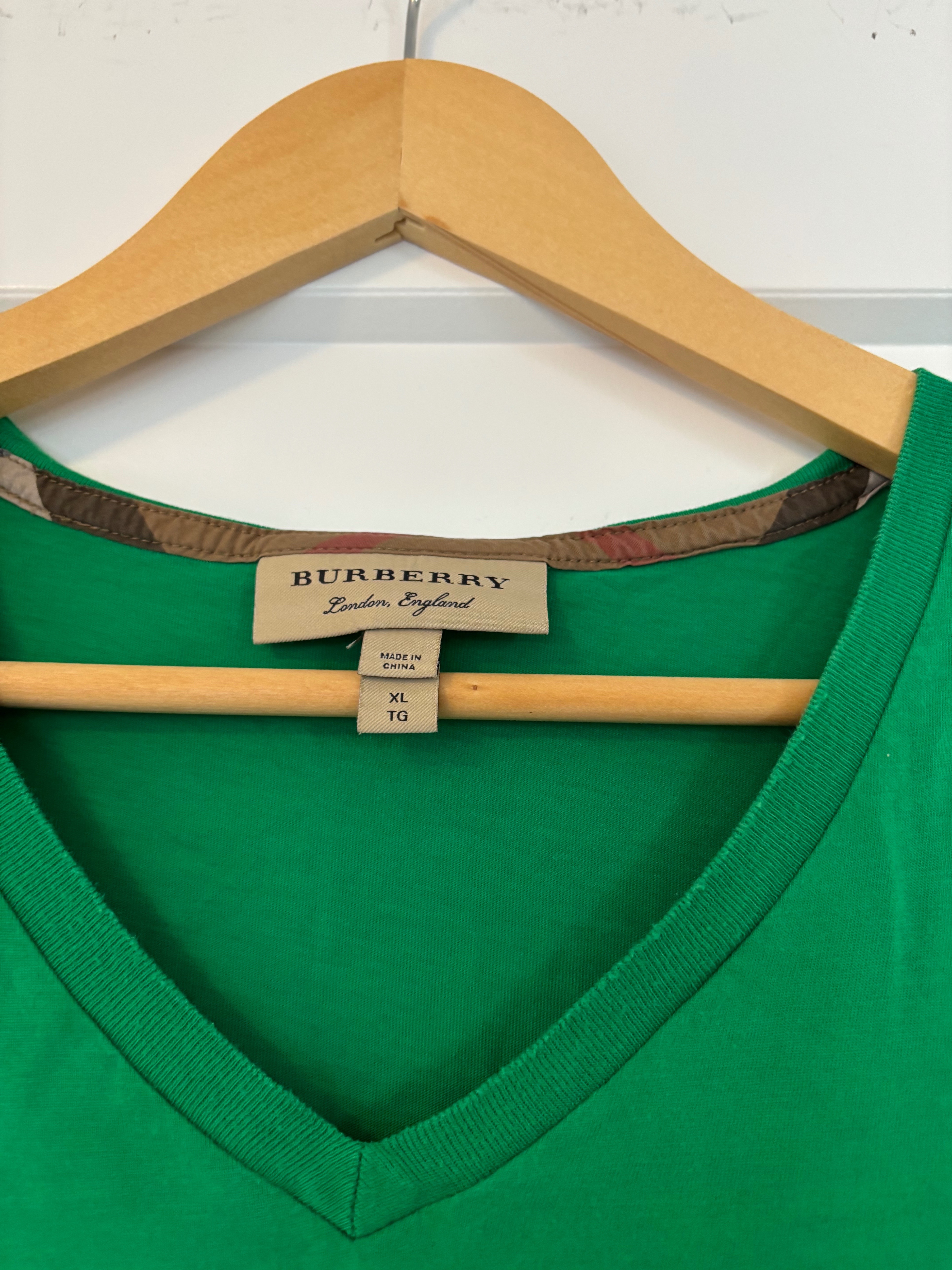 Burberry Men’s Green V-Neck T-Shirt – Size XL - photo 2
