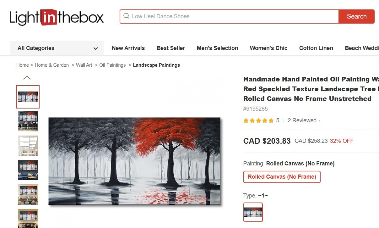Handmade Oil Painting - Red Speckled Texture Tree - photo 2