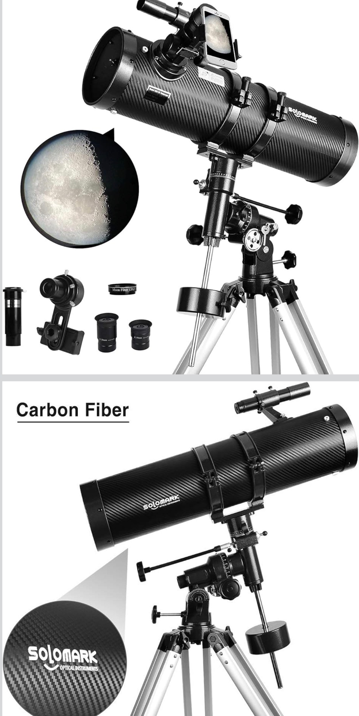Telescope 130EQ Newtonian for Adults Astronomy 1.5X Barlow+13% T