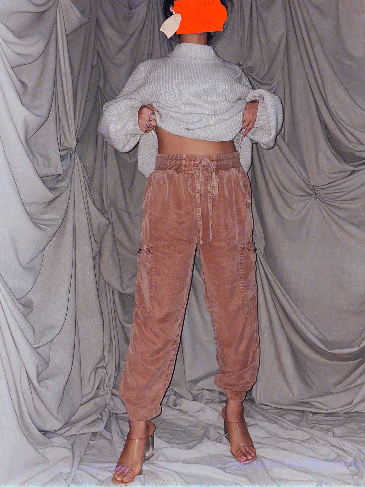 brown cargo joggers ★ high waist pants - photo 3