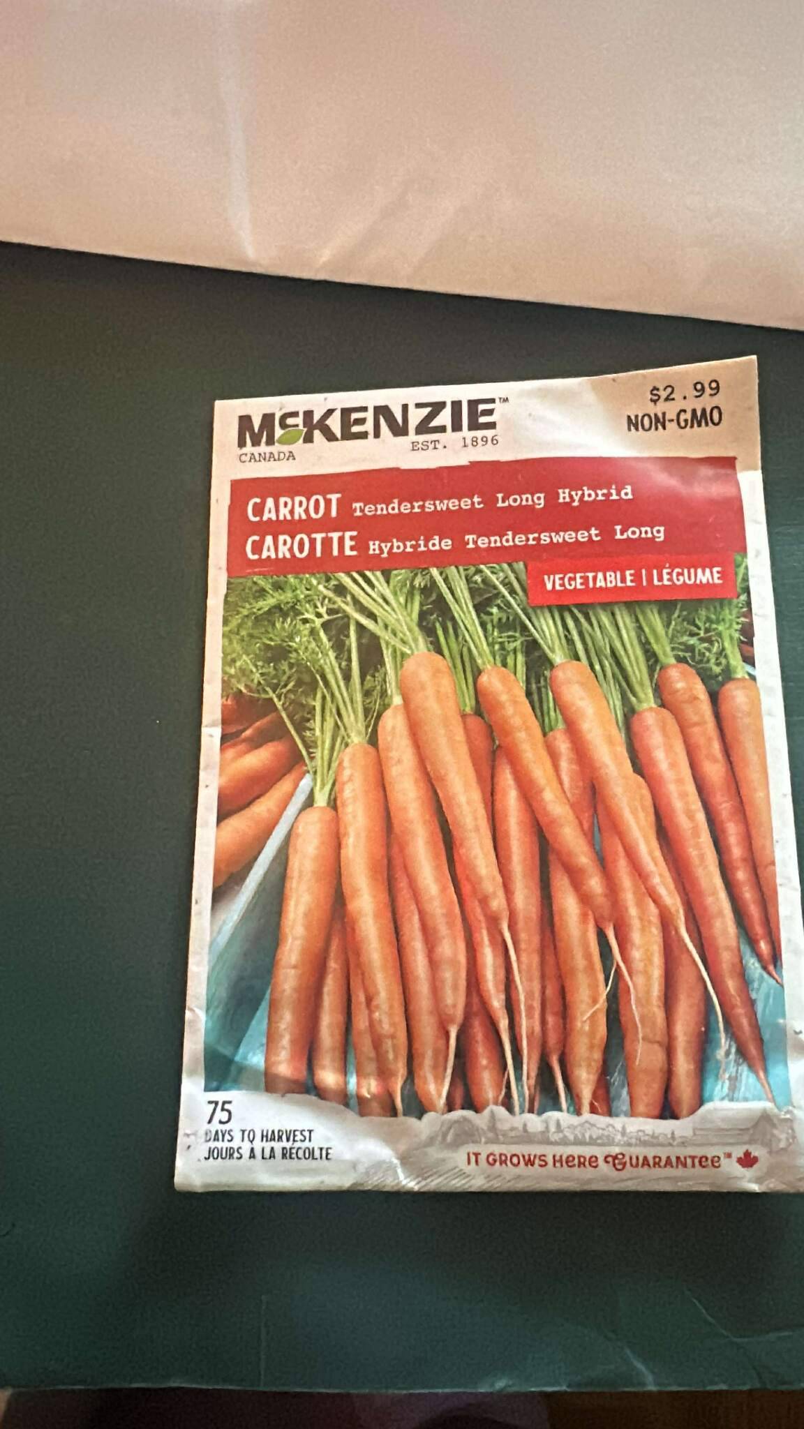 6 McKenzie Carrot Tendersweet Long Hybrid Seeds