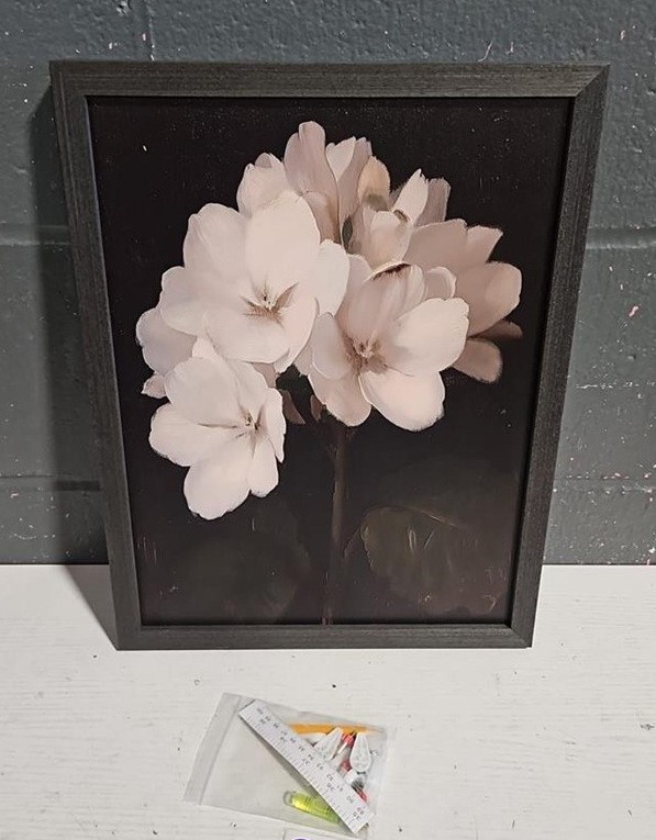 *New* Minimalist White Flower Textured Art - photo 3
