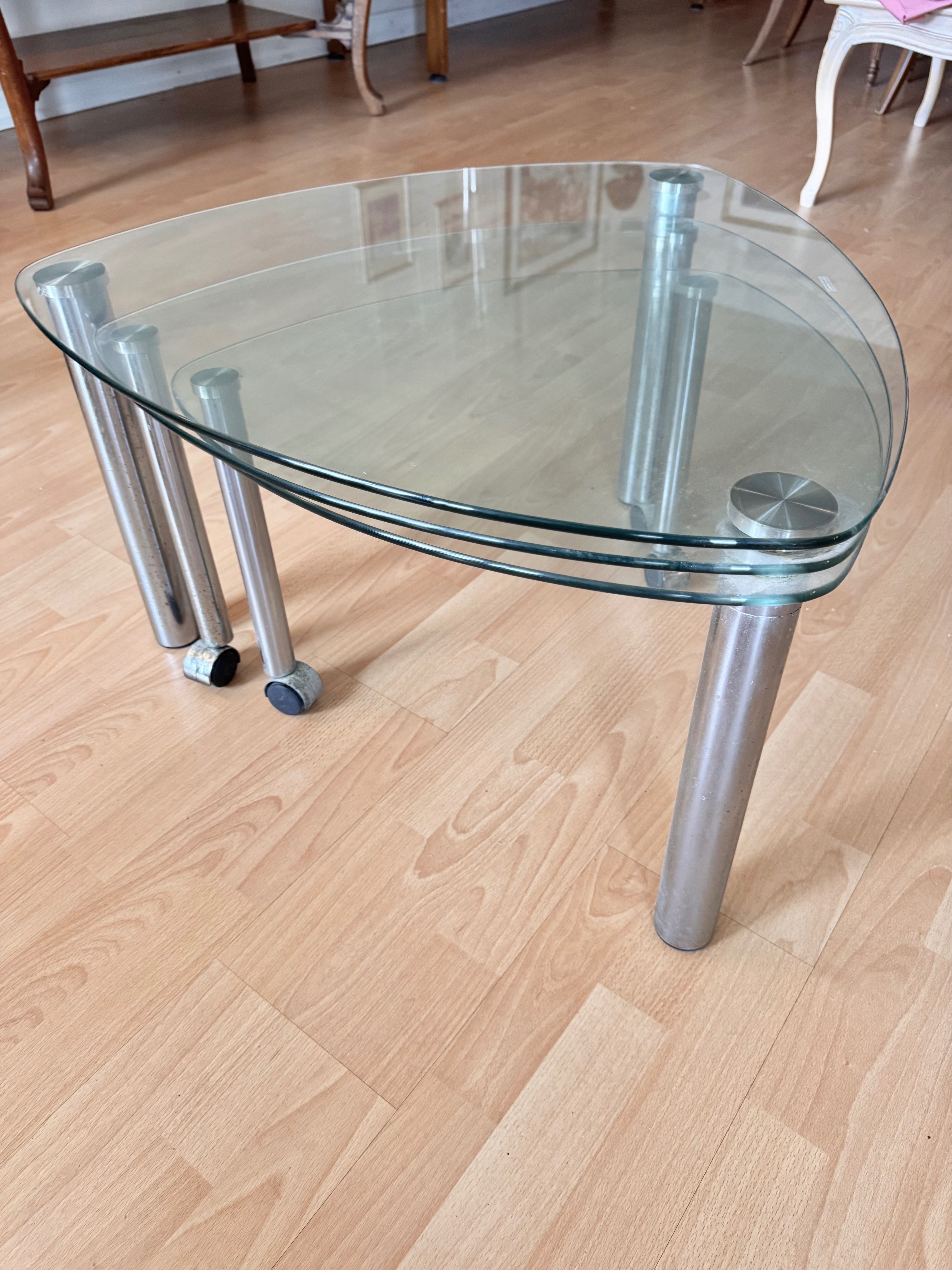 Modern Chrome Glass Top Expandable Coffee Table - photo 2