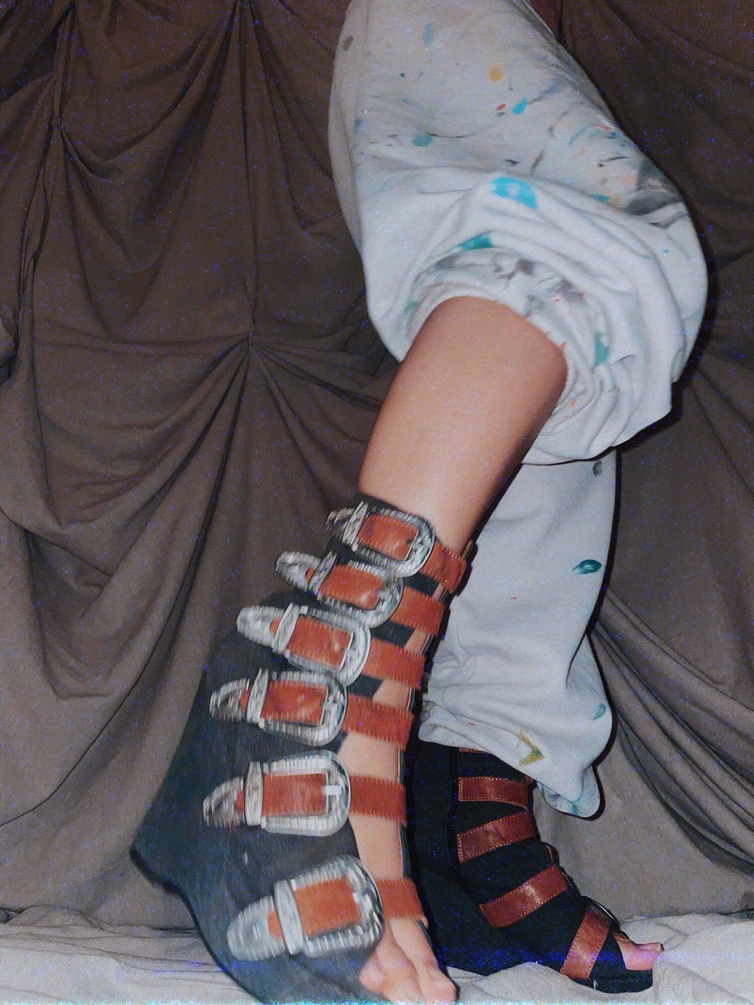 navy blue w buckles gladiator platforms open toe sandals shoes - photo 2
