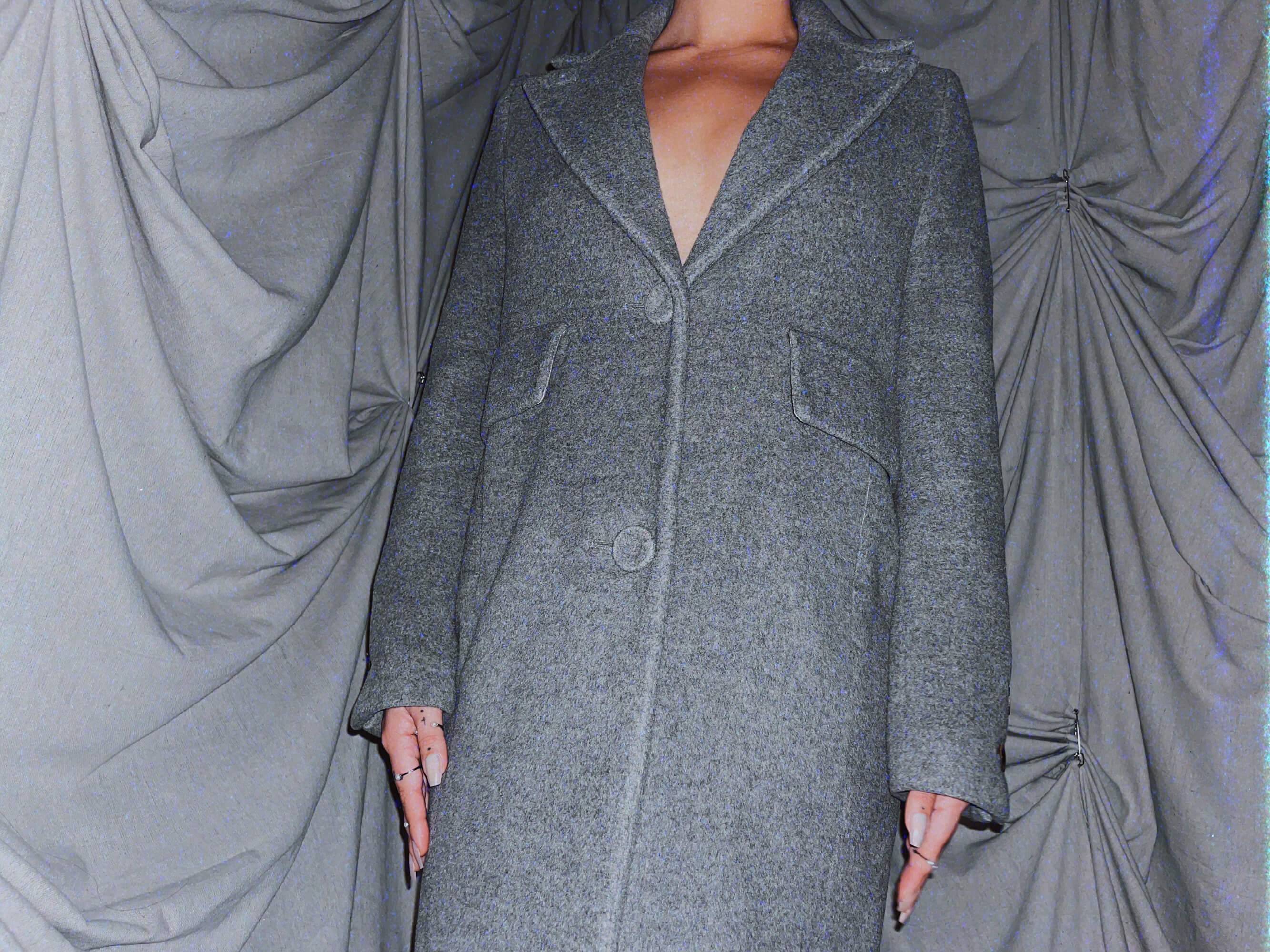grey midi wool coat - outwear jacket - photo 3