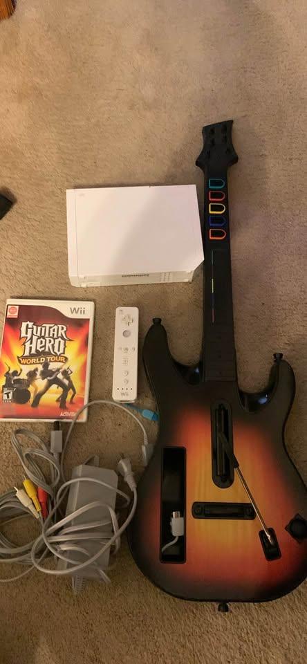 Guitar hero world tour bundle guitar wii console and game!