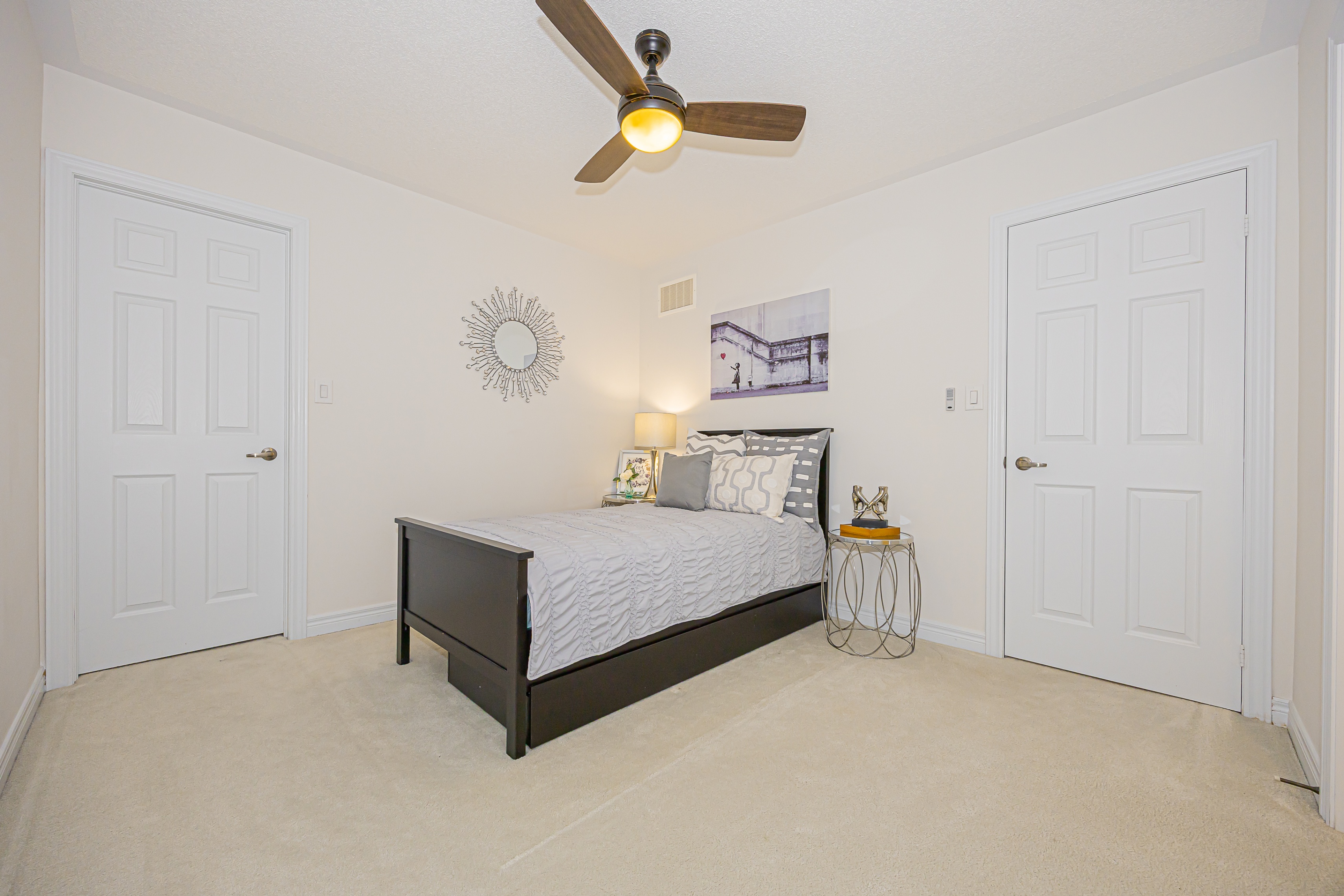 Black Twin bed and mattress and one chest of drawers