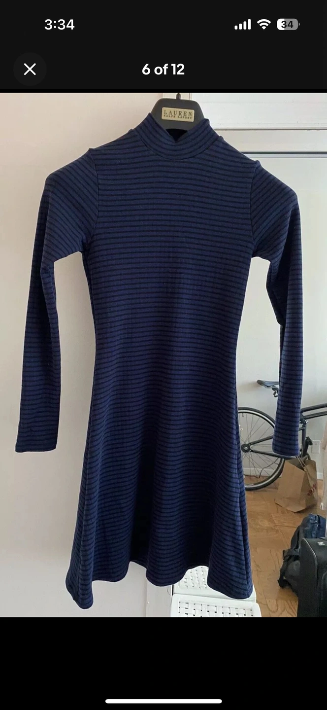 🥕 S American Apparel Long Sleeve Navy Black Mock Neck Mini Dress - photo 2
