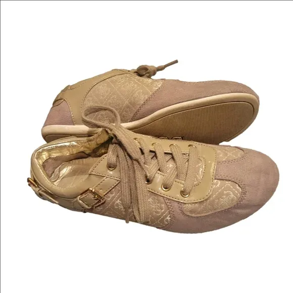 Guess Beige & Gold Sneakers