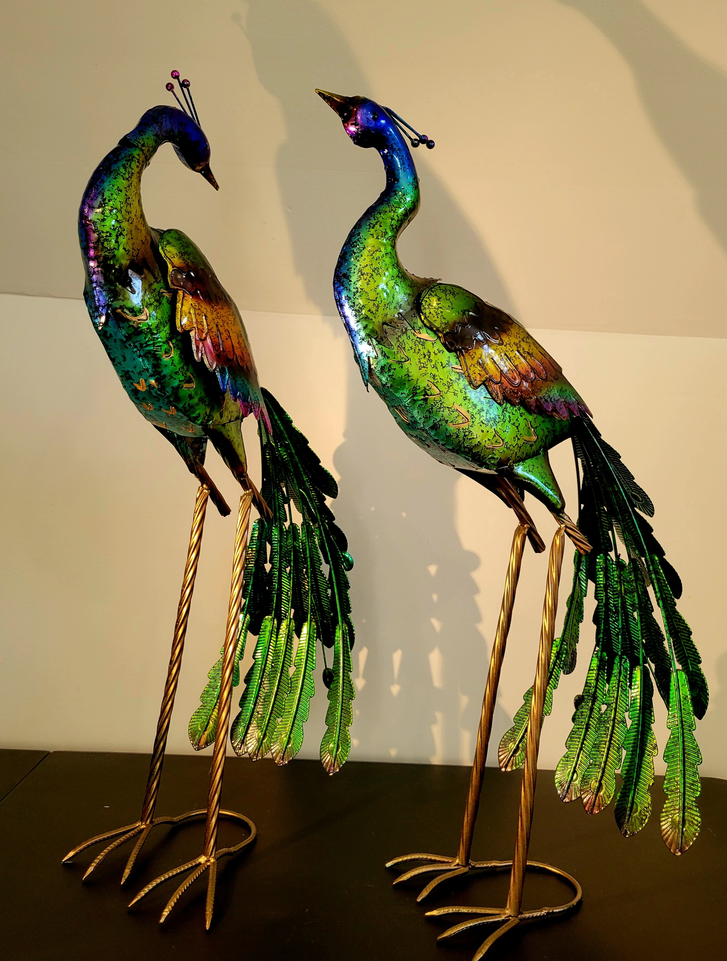 Vibrant Metal Peacock Statues – Colorful Décor (Set of 2) $30 - photo 2