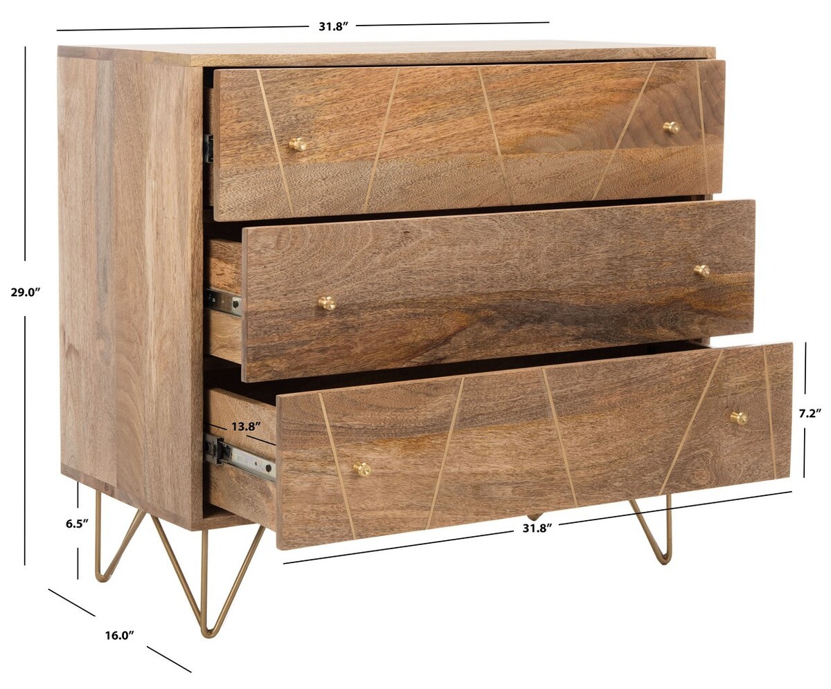 SAFAVIEH Solid Wood 3-Drawer Chest Dresser - New in box - photo 2