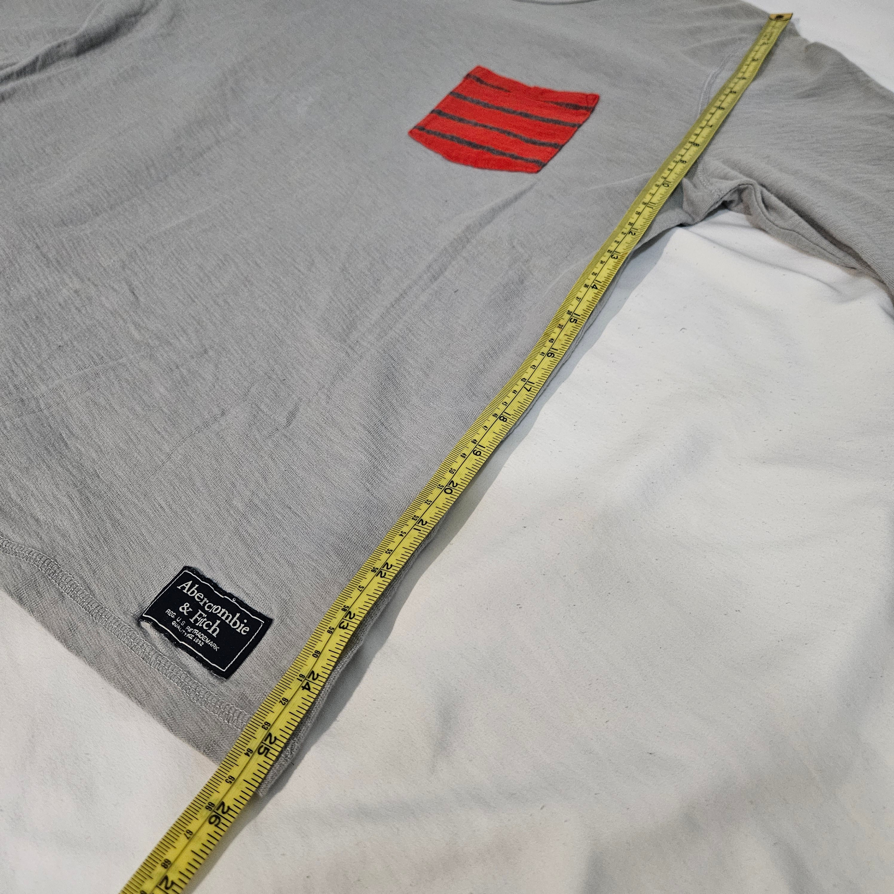 Abercrombie & Fitch - Long-Sleeve Striped Pocket Tee Grey M 🏆 - photo 3