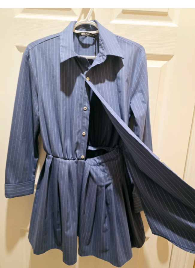 ZARA Blue Pinstriped Shirt Dress - photo 2