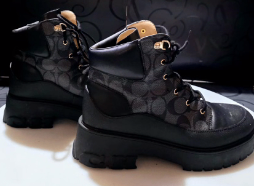 COACH Signature Black Combat Boots
