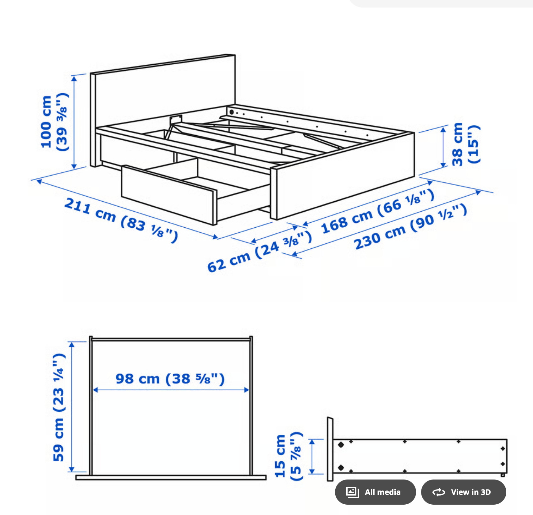 MALM High Bed Frame + 2 Storage Boxes — Great Condition - photo 5