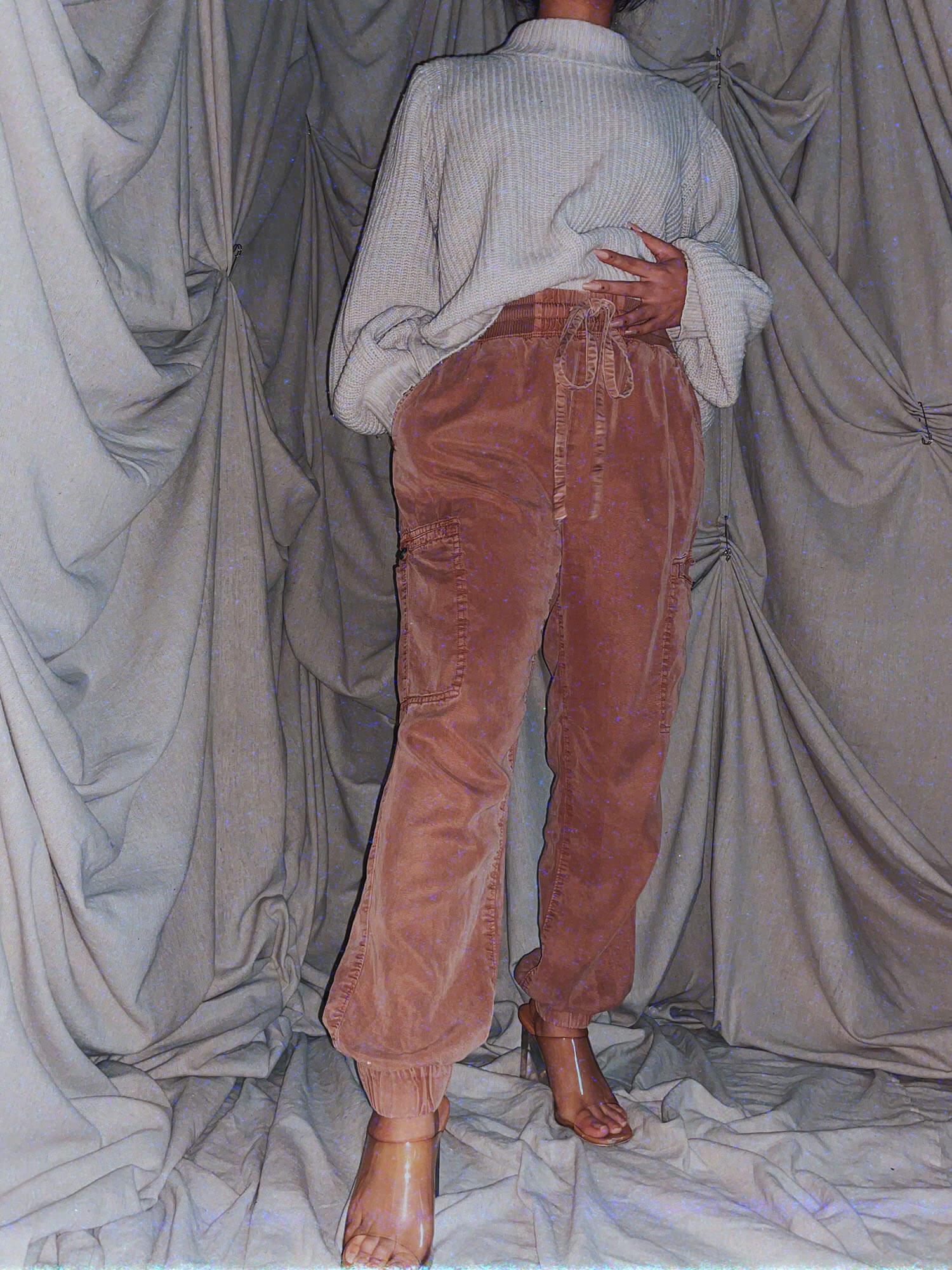 brown cargo joggers ★ high waist pants - photo 2
